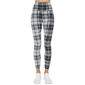 NWT ONA by YOON CHUNG Compression Leggings Plaid Black White Active Spor…